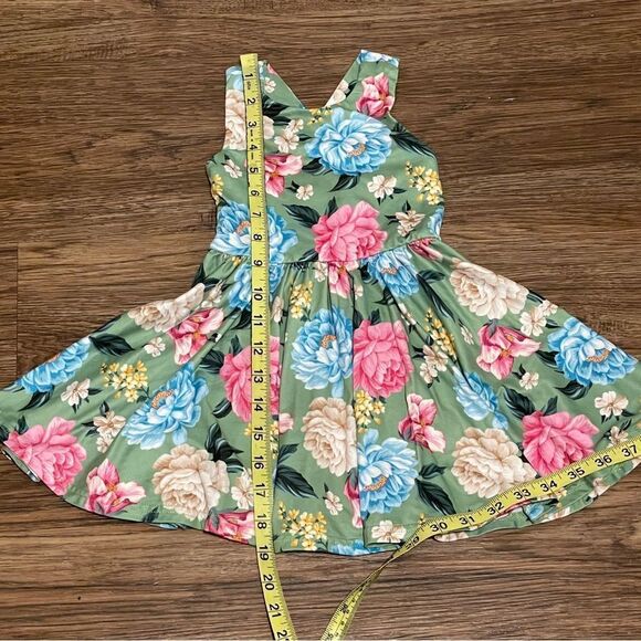 Love & Sprinkles Sleeveless Floral Twirl Dress Green Pink Blue Cream Size 2T - Picture 7 of 11